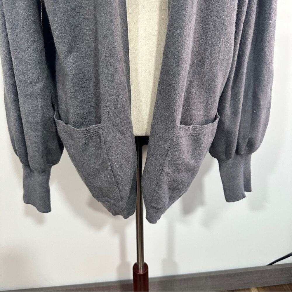 Hinge Gray Balloon Sleeve Open Front Cardigan Sweater Size M - Picture 7 of 11